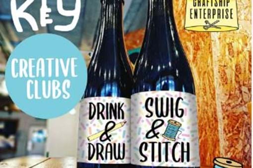 Swig & Stitch, and Drink & Draw